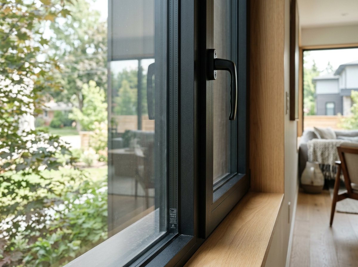Photorealistic close-up of Low-E double-glazed window glass